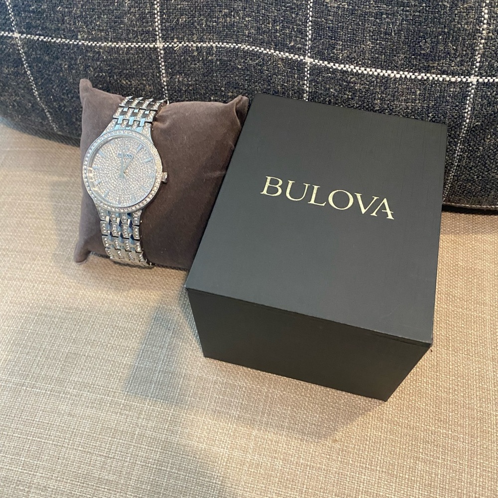 Bulova white gold professional series watch.